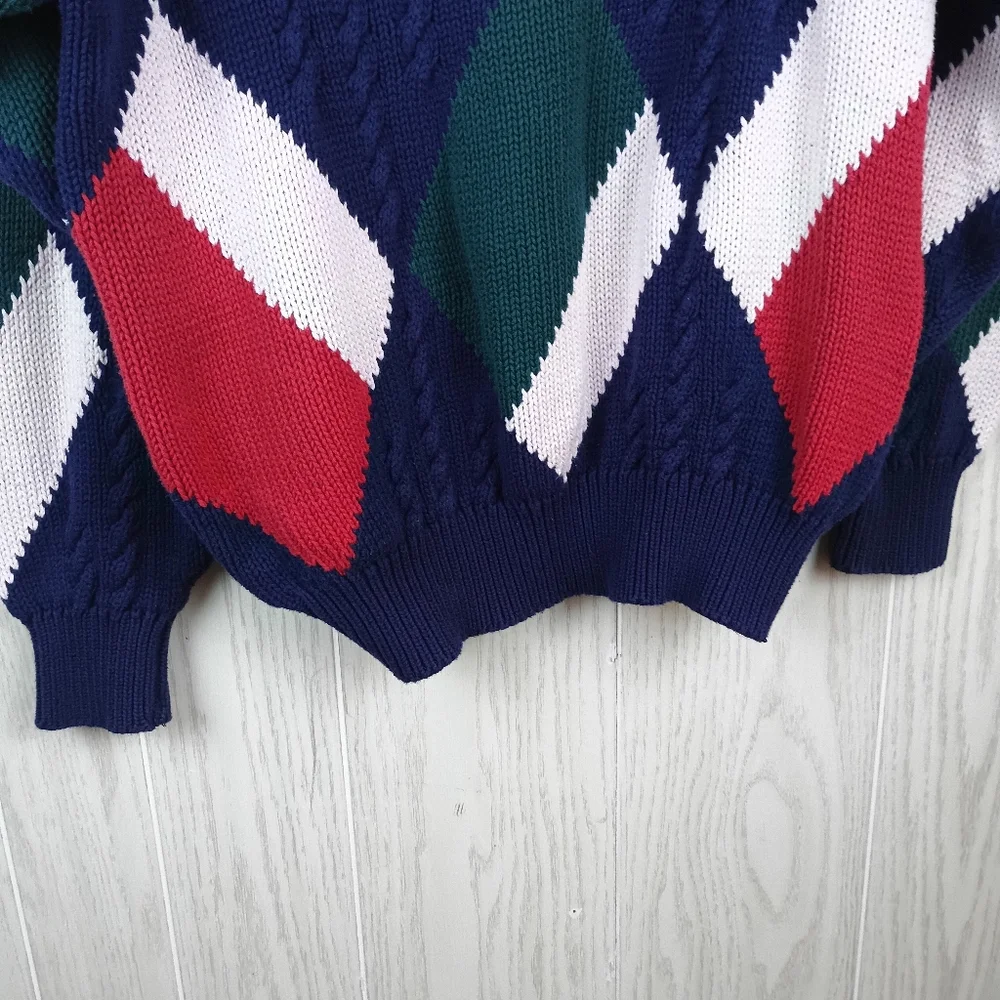 VTG Boston Traders 100% Cotton Knit Sweater large Made in India W/ Flaws. This - Picture 7 of 15